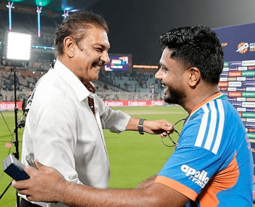sanju samson hugging ravi shastri