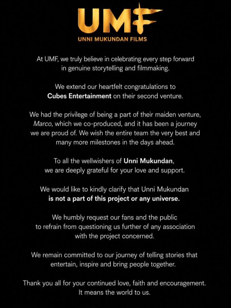unni mukundan films statement on kattalan