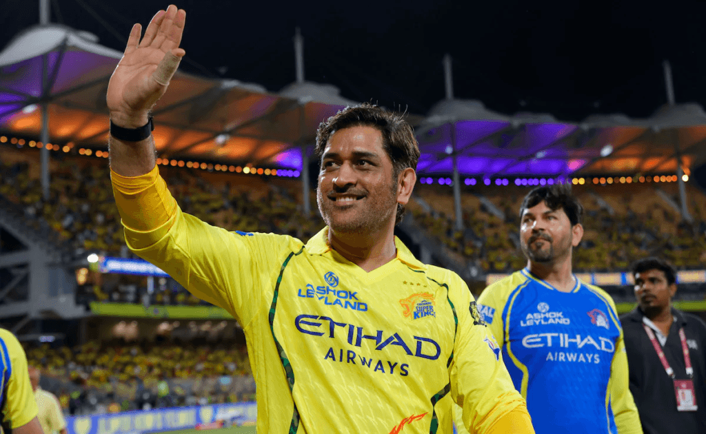 ms dhoni after csk last match of ipl 2026 in chepauk