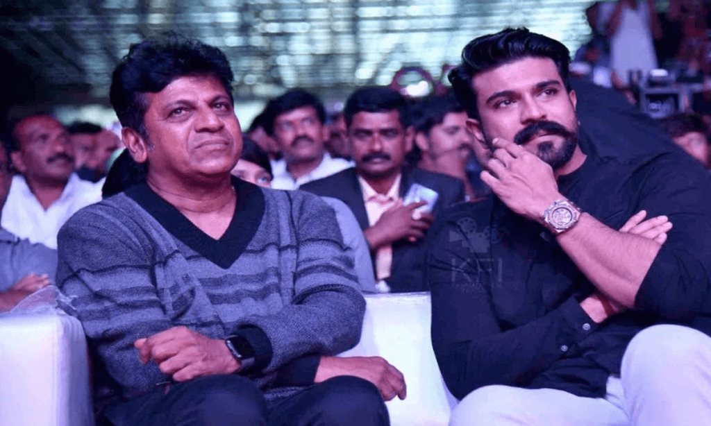 shivarajkumar and ram charan in peddi event