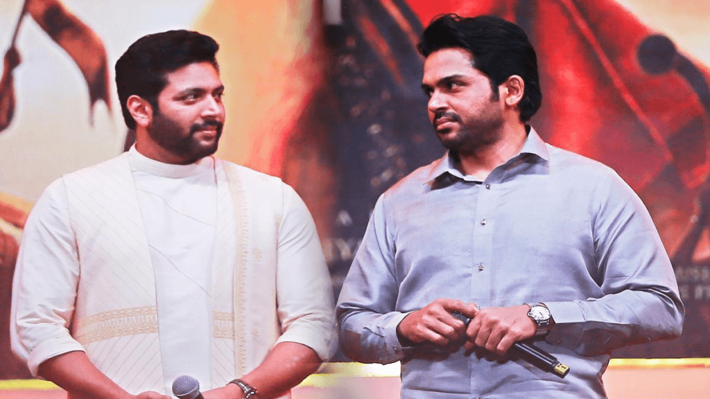 karthi and ravi mohan from ponniyin selvan event