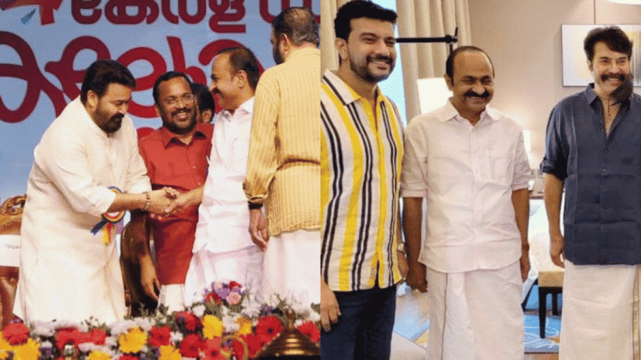 mammootty and mohanlal with vd satheesan