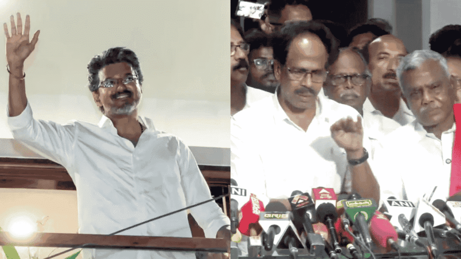 TVK leader Vijay and alliance partners CPI and CPI(M)