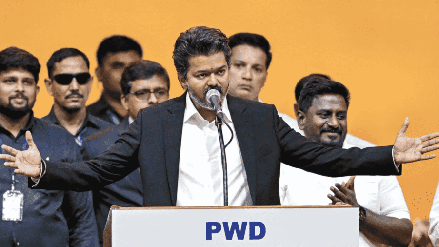 vijay taking chief minister oath