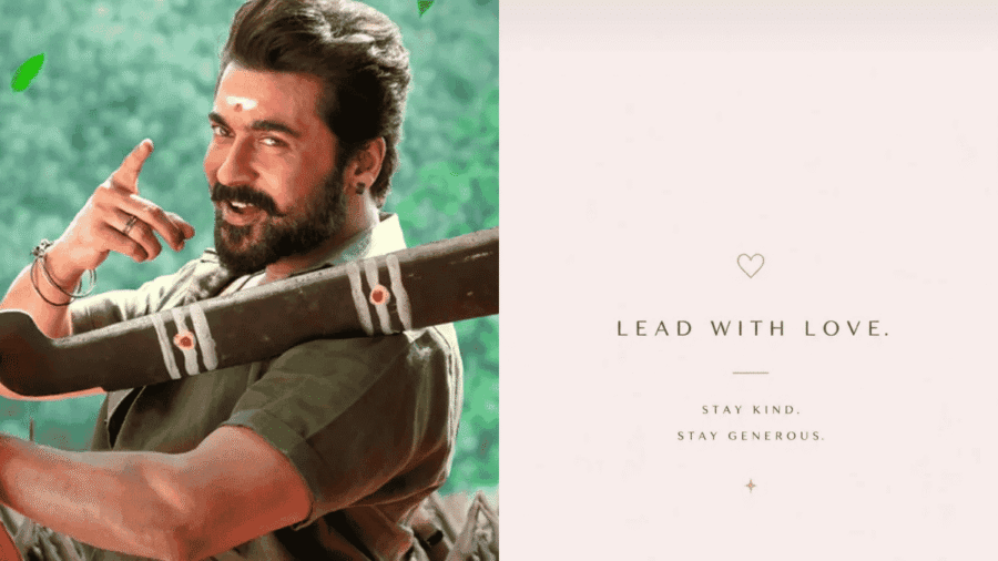 Instagram story of Suriya Stay kind Stay Generous