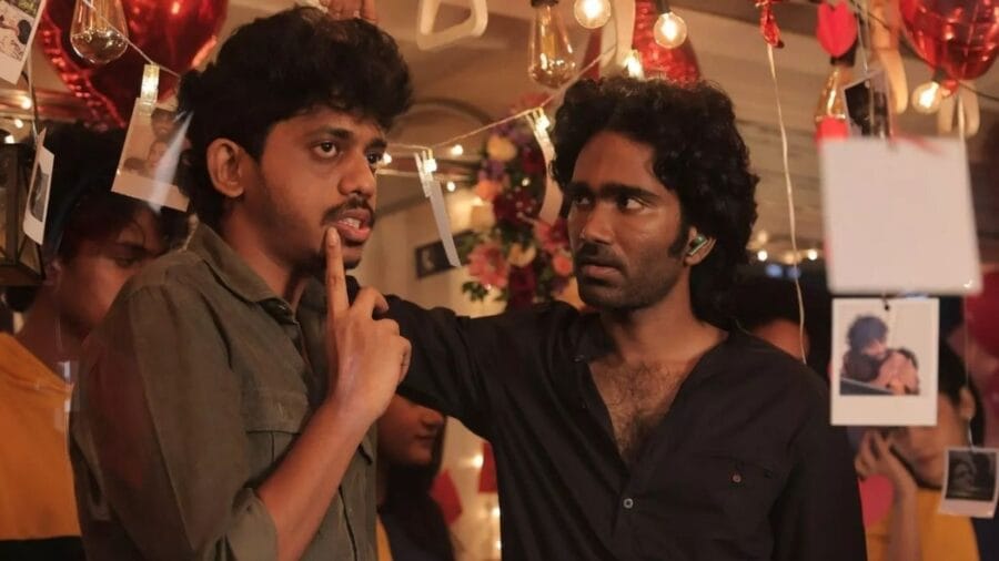 pradeep ranganathan and keerthiswaran on dude sets