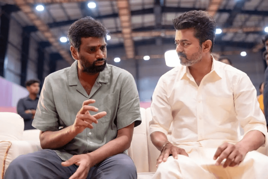 h vinoth and vijay at jana nayagan event