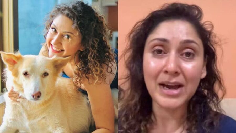 manjari fadnis with dog mikey, manjari fadnis breaking down in tears