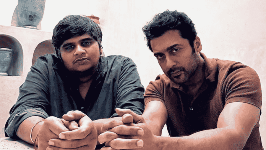 suriya with karthik subbaraj before retro release
